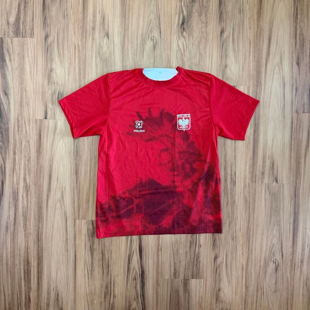 Red Poland Polska Football Shirt Jersey Red Mens Size Large